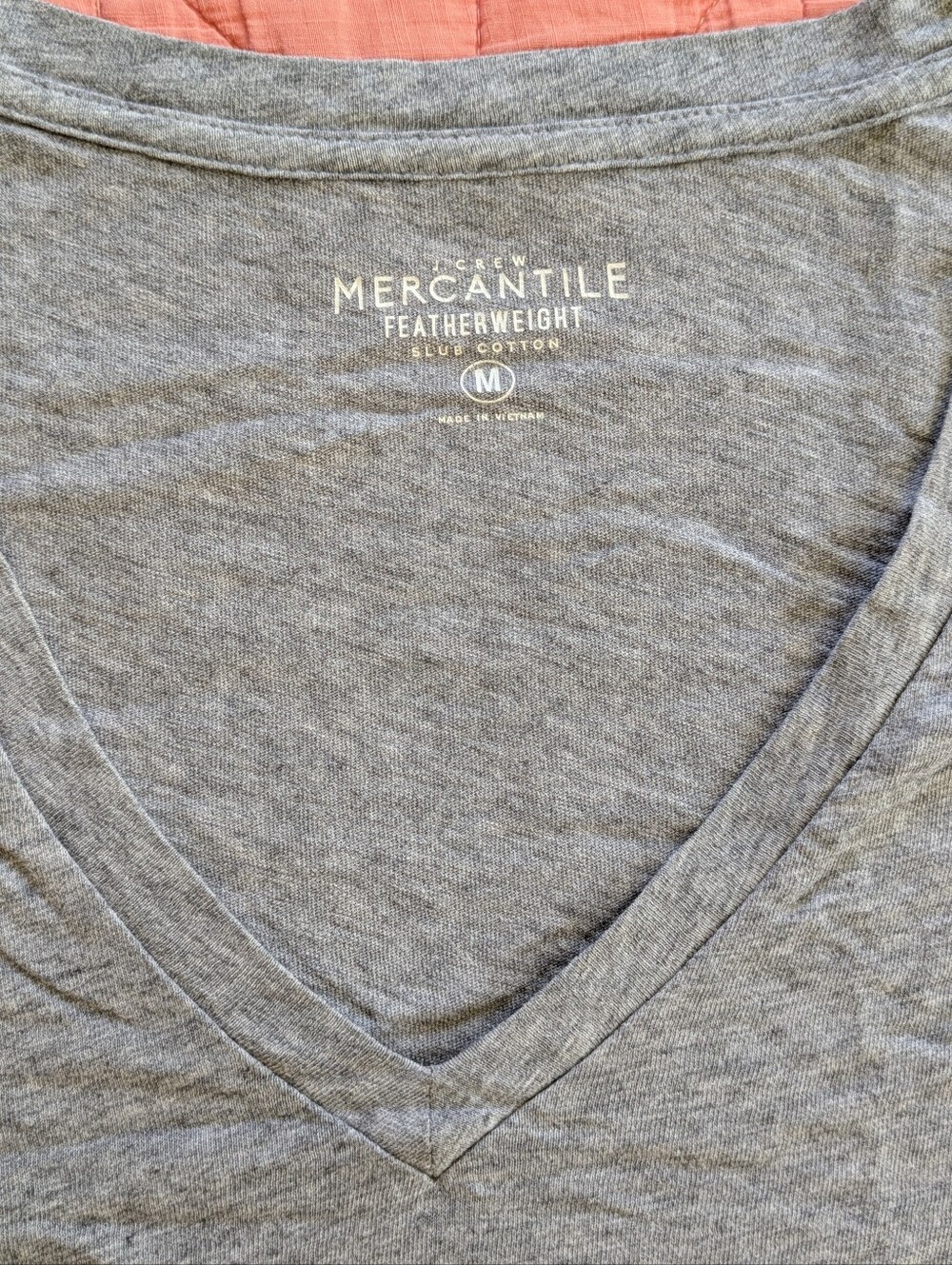 J Crew Featherweight Slim Cotton V-Neck Tee in Heather Gray - Picture 4 of 5